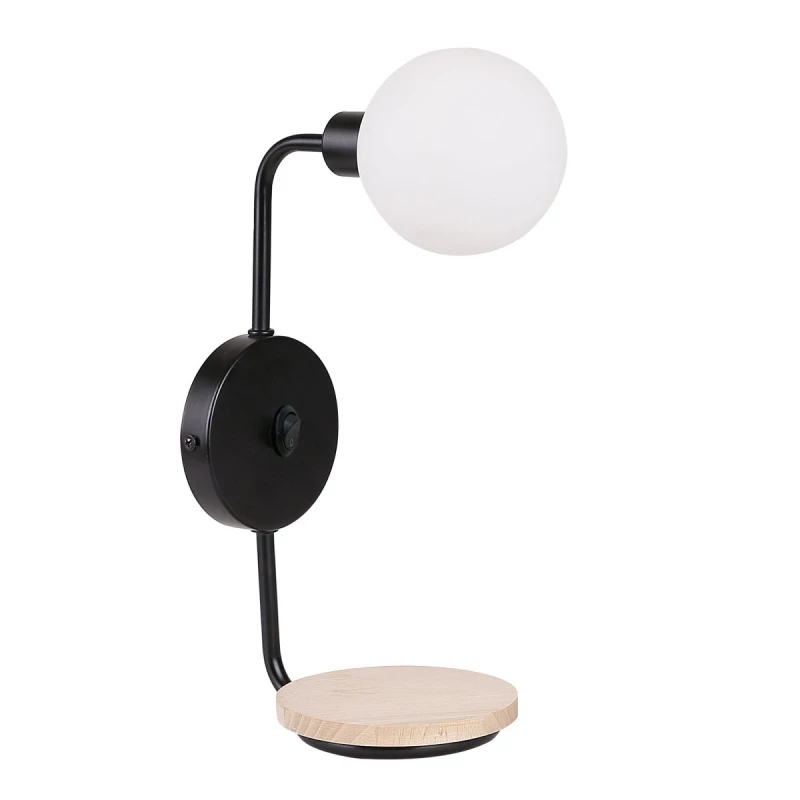 Nástenná lampa s poličkou PONIO - 1xG9, 25W, čierna / biela