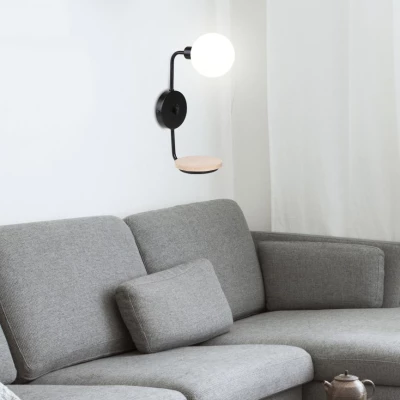 Nástenná lampa s poličkou PONIO - 1xG9, 25W, čierna / biela
