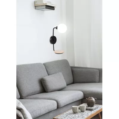 Nástenná lampa s poličkou PONIO - 1xG9, 25W, čierna / biela