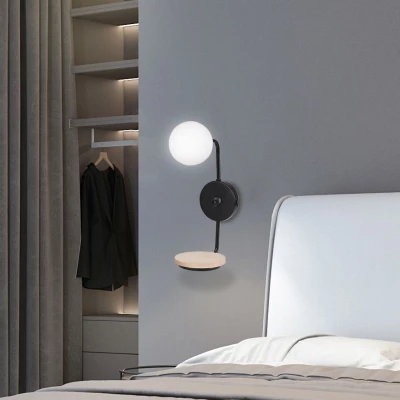 Nástenná lampa s poličkou PONIO - 1xG9, 25W, čierna / biela