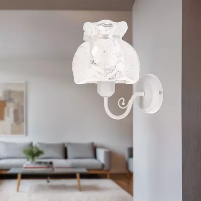 Nástenná lampa v provence štýle ROSSINI - 1xE27, 40W, biela