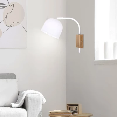 Moderné nástenné osvetlenie RUPI - 1xE27, 40W, prírodné drevo/biele