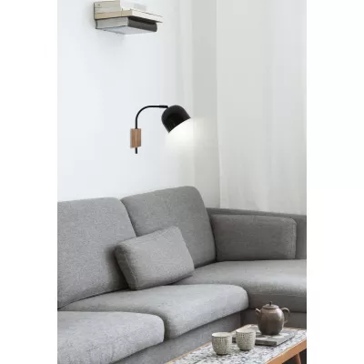 Moderné nástenné osvetlenie RUPI - 1xE27, 40W, prírodné drevo/čierne