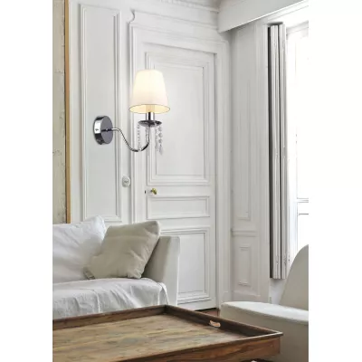 Moderná nástenná lampa RUTI - 1xE14, 40W, chrómovaná / béžová