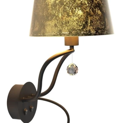 Nástenná čítacia LED lampa SARIA - 1xE14, 6W + LED 8W, 3000K (teplá biela), čierna / zlatá