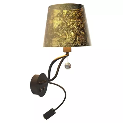 Nástenná čítacia LED lampa SARIA - 1xE14, 6W + LED 8W, 3000K (teplá biela), čierna / zlatá