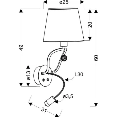 Nástenná čítacia LED lampa SARIA - 1xE14, 6W + LED 8W, 3000K (teplá biela), čierna / zlatá