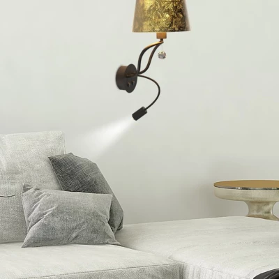 Nástenná čítacia LED lampa SARIA - 1xE14, 6W + LED 8W, 3000K (teplá biela), čierna / zlatá