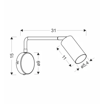 Nástenná lampa k posteli TINA - 1xGU10, 15W, čierna / zlatá