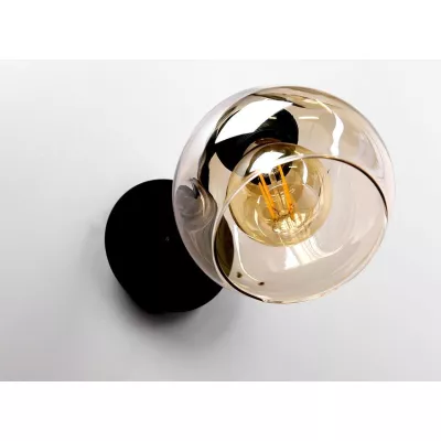 Nástenné industriálne svetlo UNICA - 1xE27, 40W, čierne / zlaté / dymové sklo