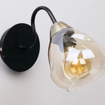 Nástenné industriálne svetlo UNICA - 1xE27, 40W, čierne / zlaté / dymové sklo