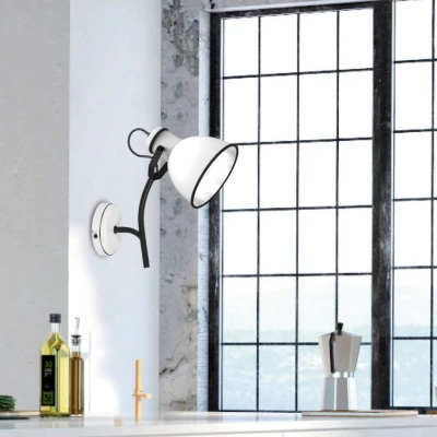 Moderná nástenná lampa ZUMBA - 1xE14, 40W, biela / čierna