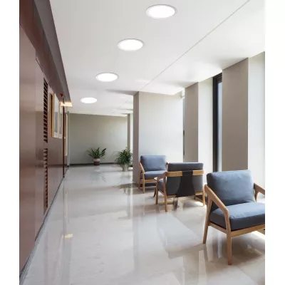 Vstavaný okrúhly LED panel BEALS - 9W, 6500K (studená biela), 17cm, biely