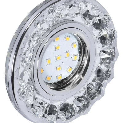 Stropné LED zápustné osvetlenie BETHEL - 1xGU10, 35W + LED 3W, 10cm, okrúhle, chrómované