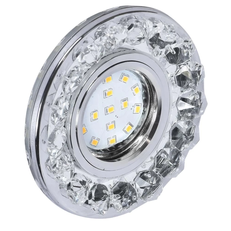 Stropné LED zápustné osvetlenie BETHEL - 1xGU10, 35W + LED 3W, 10cm, okrúhle, chrómované