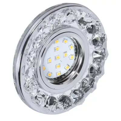 Stropné LED zápustné osvetlenie BETHEL - 1xGU10, 35W + LED 3W, 10cm, okrúhle, chrómované