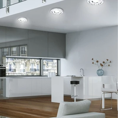 Stropné LED zápustné osvetlenie BETHEL - 1xGU10, 35W + LED 3W, 10cm, okrúhle, chrómované