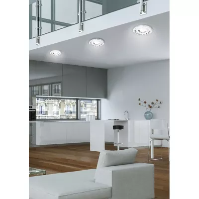 Stropné LED zápustné osvetlenie BETHEL - 1xGU10, 35W + LED 3W, 10cm, okrúhle, chrómované
