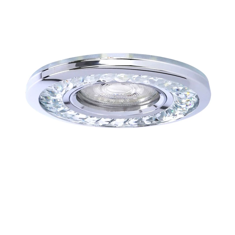 Stropné LED podhľadové svietidlo BETTLES - 1xGU10, 35W + LED 3W, 10cm, okrúhle, chrómované