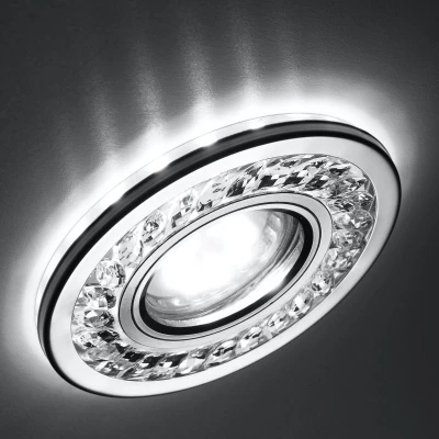 Stropné LED podhľadové svietidlo BETTLES - 1xGU10, 35W + LED 3W, 10cm, okrúhle, chrómované