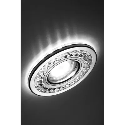 Stropné LED podhľadové svietidlo BETTLES - 1xGU10, 35W + LED 3W, 10cm, okrúhle, chrómované