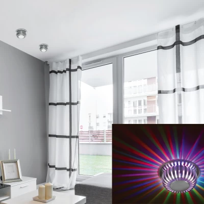 Stropné podhľadové LED osvetlenie BUCKLEY - 3W, RGB, okrúhle, hliník