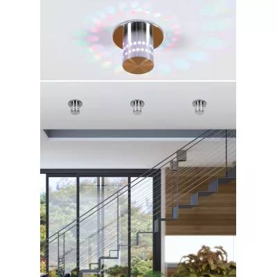 Stropné podhľadové LED svietidlo BURIEN - 3W, RGB, okrúhle, hliník