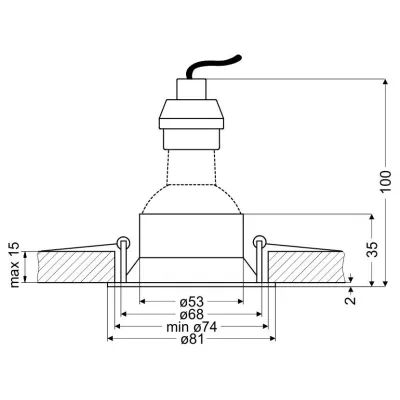 Podhľadové stropné okrúhle osvetlenie CAMAS - 1xGU10, 35W, modré