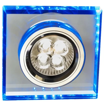 Set 3x vstavané stropné LED svietidlo CATHLAMET - 3xGU10, 50W + LED 2,1W, modré svetlo