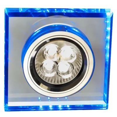 Set 3x vstavané stropné LED svietidlo CATHLAMET - 3xGU10, 50W + LED 2,1W, modré svetlo