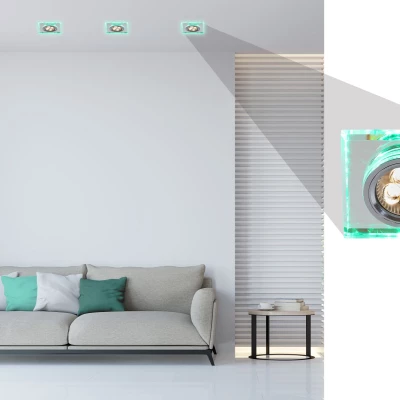 Vstavané stropné LED svietidlo CATHLAMET - 1xGU10, 50W + LED 2,1W, zelené svetlo