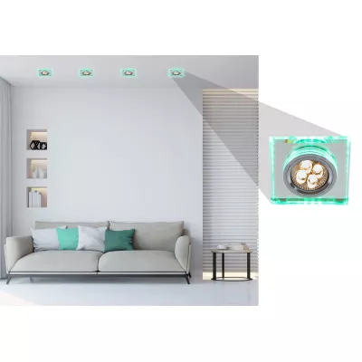 Vstavané stropné LED svietidlo CATHLAMET - 1xGU10, 50W + LED 2,1W, zelené svetlo