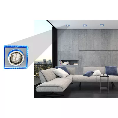 Vstavané stropné LED svietidlo CATHLAMET - 1xGU10, 50W + LED 2,1W, modré svetlo