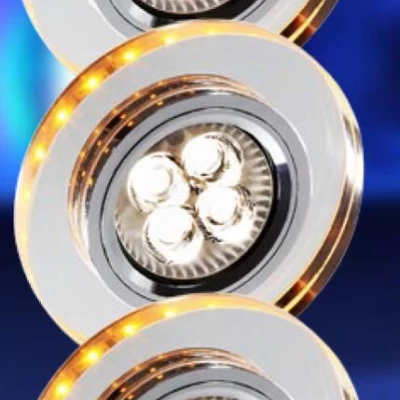 Set 3x stropné LED podhľadové osvetlenie CENTRALIA - 3xGU10, 50W + LED 2,1W, okrúhle, jantárové svetlo