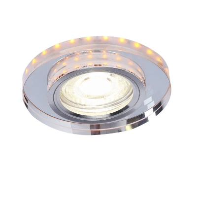 Set 3x stropné LED podhľadové osvetlenie CENTRALIA - 3xGU10, 50W + LED 2,1W, okrúhle, jantárové svetlo