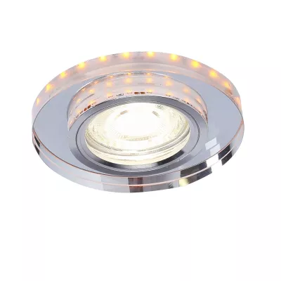 Set 3x stropné LED podhľadové osvetlenie CENTRALIA - 3xGU10, 50W + LED 2,1W, okrúhle, jantárové svetlo