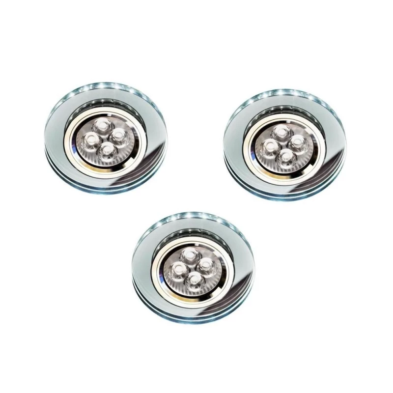 Set 3x stropné LED podhľadové osvetlenie CENTRALIA - 3xGU10, 50W + LED 2,1W, okrúhle, biele svetlo