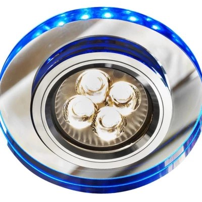 Stropné LED podhľadové osvetlenie CENTRALIA - 1xGU10, 50W + LED 2,1W, okrúhle, modré svetlo
