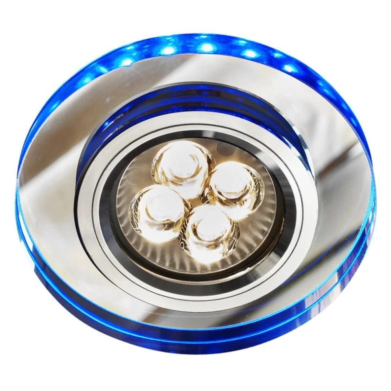 Stropné LED podhľadové osvetlenie CENTRALIA - 1xGU10, 50W + LED 2,1W, okrúhle, modré svetlo