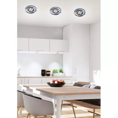 Stropné LED podhľadové osvetlenie CENTRALIA - 1xGU10, 50W + LED 2,1W, okrúhle, modré svetlo