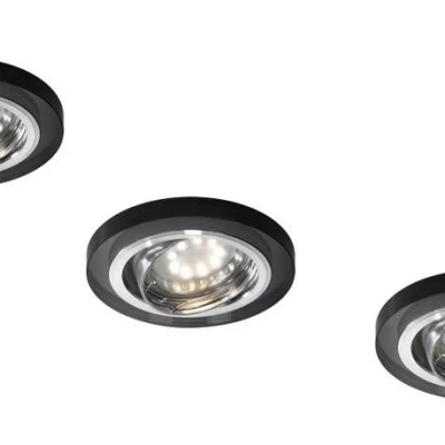 Set 3x stropné podhľadové osvetlenie EVERSON - 3xGU10, 50W, okrúhle, čierny
