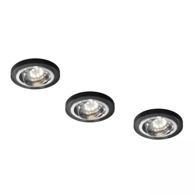 Set 3x stropné podhľadové osvetlenie EVERSON - 3xGU10, 50W, okrúhle, čierny