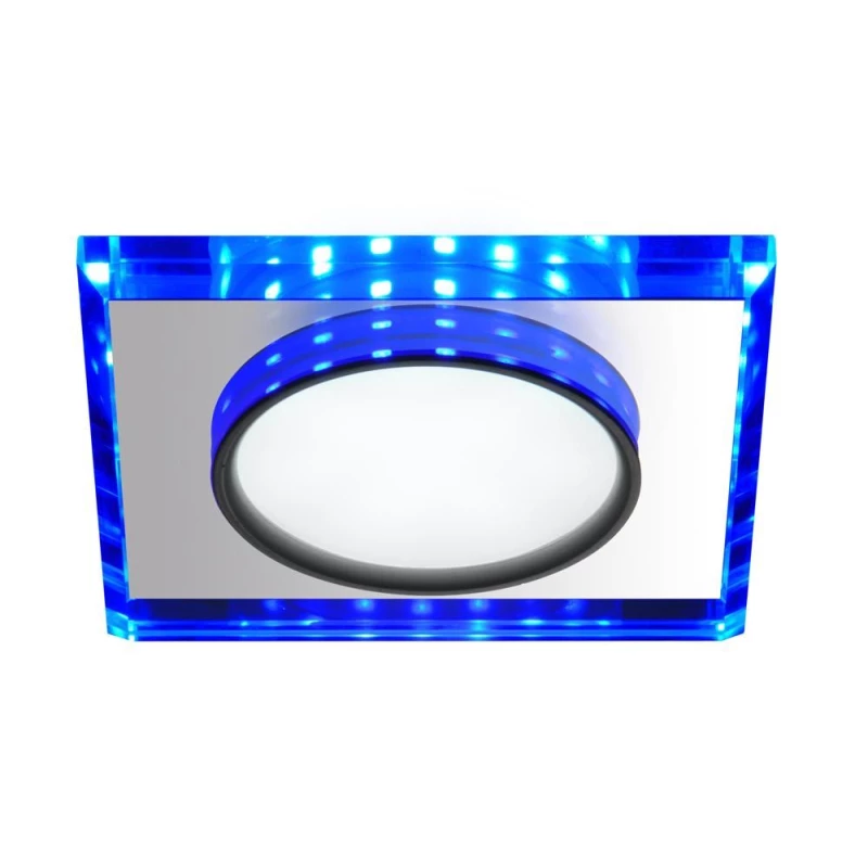 LED stropné zápustné svetlo HARRIMAN - 8W, 6500K (studená biela) + modré svetlo, hranaté, číre