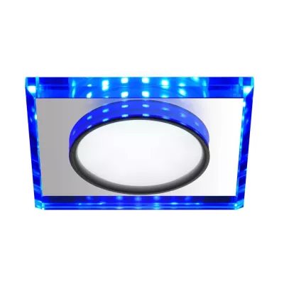 LED stropné zápustné svetlo HARRIMAN - 8W, 6500K (studená biela) + modré svetlo, hranaté, číre