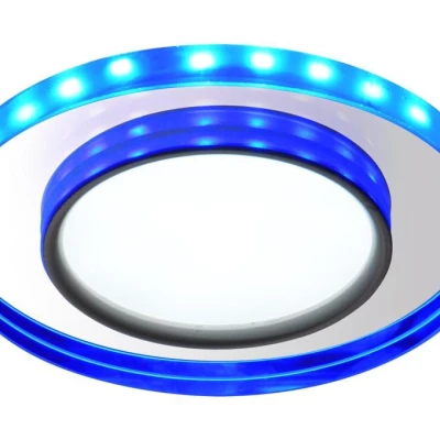 LED stropné zápustné svetlo HARRIMAN - 8W, 6500K (studená biela) + modré svetlo, okrúhle, číre