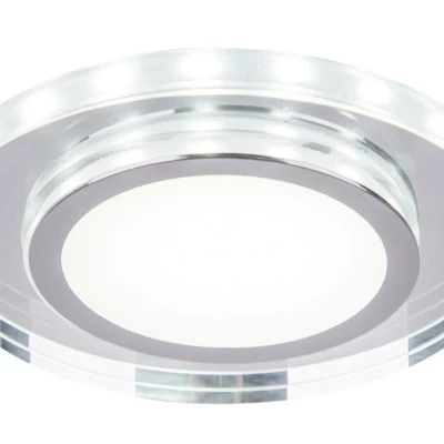 Stropné vstavané LED svetlo HARRIMAN - 10W, 6500K (studená biela) + biele svetlo, 12,5cm, okrúhle, chrómované