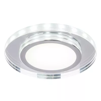 Stropné vstavané LED svetlo HARRIMAN - 10W, 6500K (studená biela) + biele svetlo, 12,5cm, okrúhle, chrómované