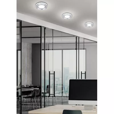 Stropné vstavané LED svetlo HARRIMAN - 10W, 6500K (studená biela) + biele svetlo, 12,5cm, okrúhle, chrómované