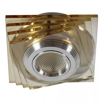 Stropné hranaté zápustné LED svetlo MABTON - 3W, 3000K (teplá biela), hranaté, jantárové