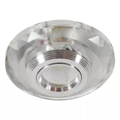 Zápustné okrúhle stropné LED svietidlo MOUNTLAKE - 3W, 3000K (teplá biela), chrómované / číre